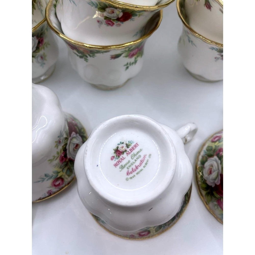 Royal Albert Bone China Moss Rose Cup 10 Pieces England Mint - Picture 6 of 7